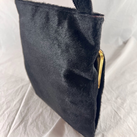 GIANNI VERSACE Rare Authentic Couture Medusa Black Calf Hair Made in Italy - Picture 5 of 17